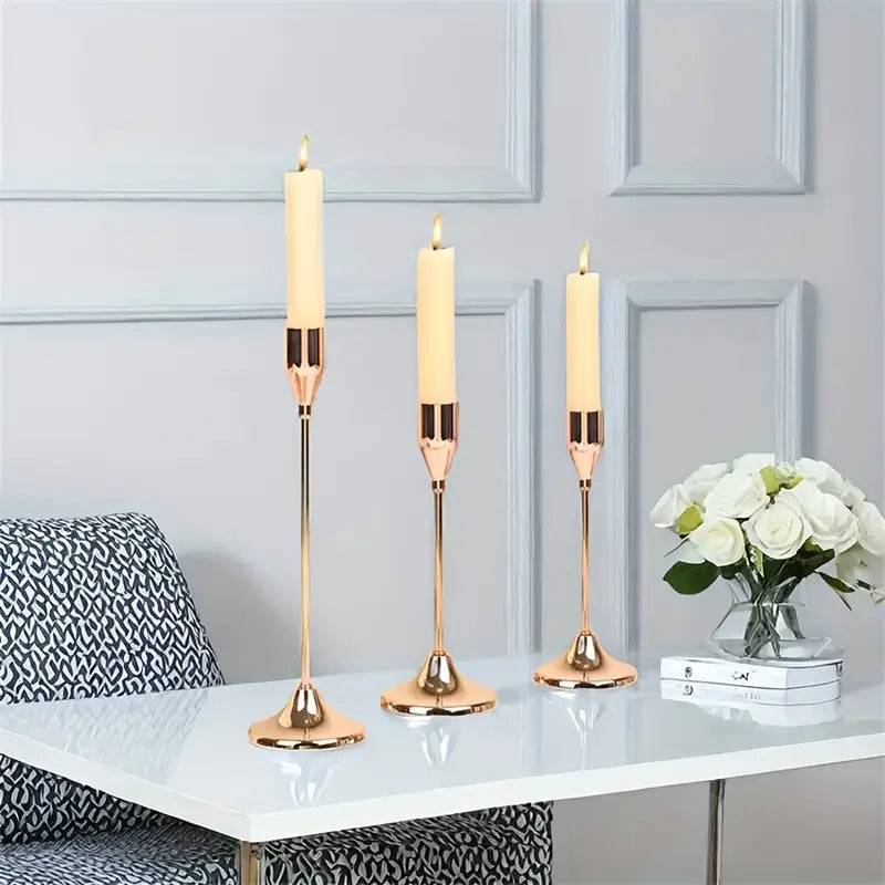 Luxury Gold Candle Holders 3 Pieces - Tazzi 