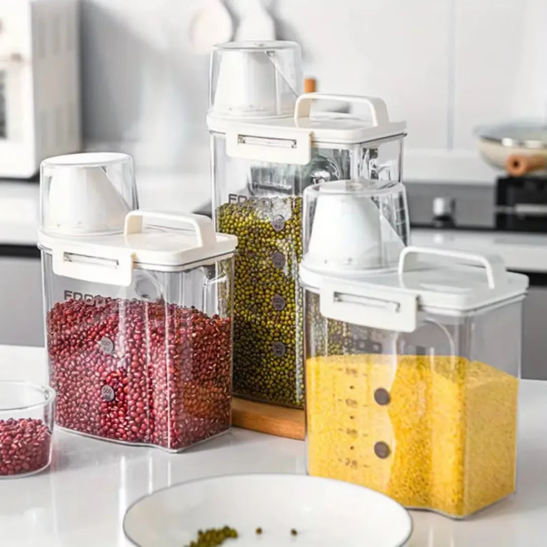 Multifunctional Airtight Jar Kit with Measuring Cup - Tazzi 