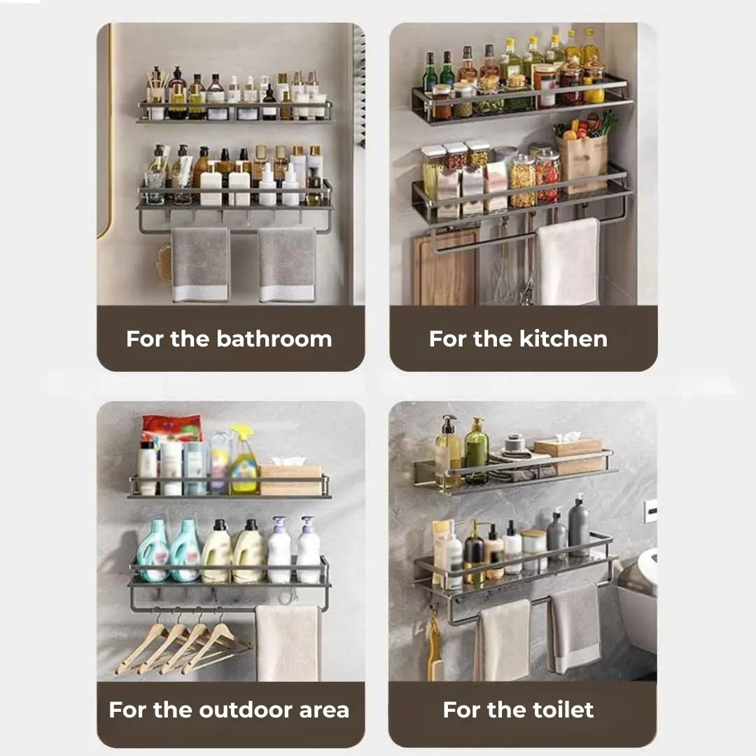 Estante fijo de baño de aluminio - Tazzi 