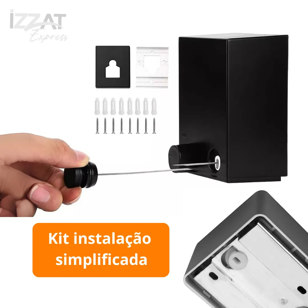 Varal invisível retrátil de aço inox resistente tazzi