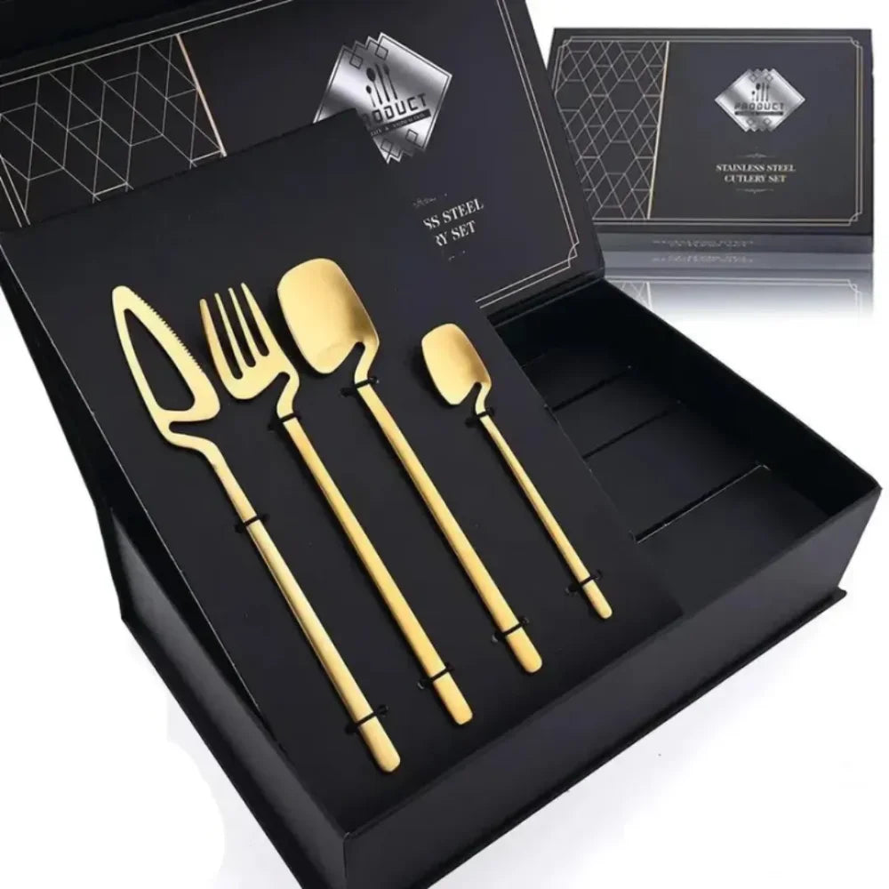 Conjunto De Talheres Luxy 32 Peças - Tazzi Dourado