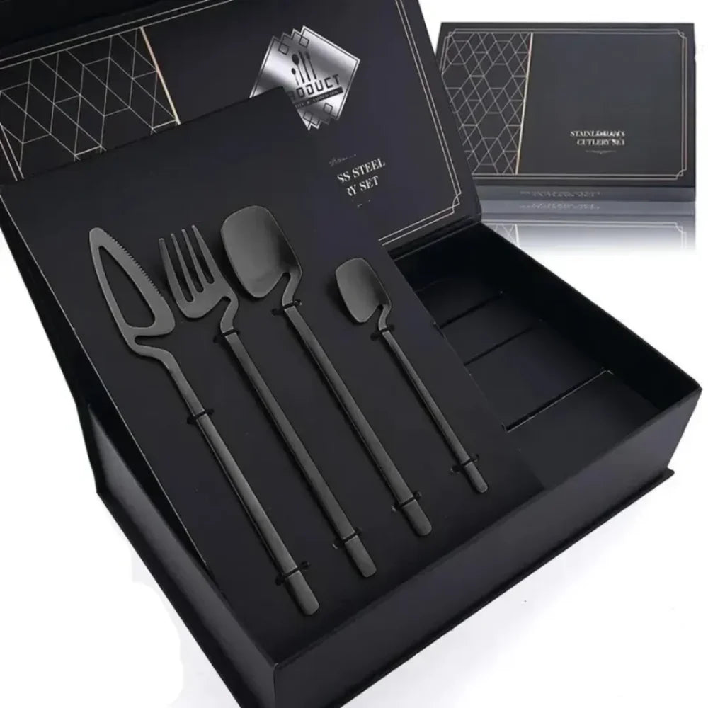 Conjunto De Talheres Luxy 32 Peças - Tazzi Preto