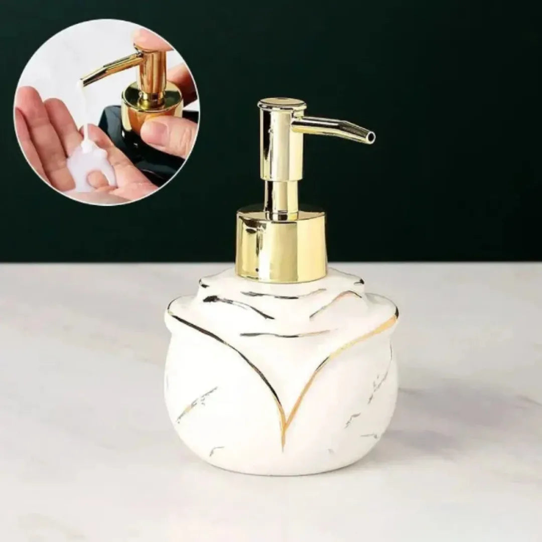 Dispensador de jabón líquido para baño con acabado marmolado - Tazzi 