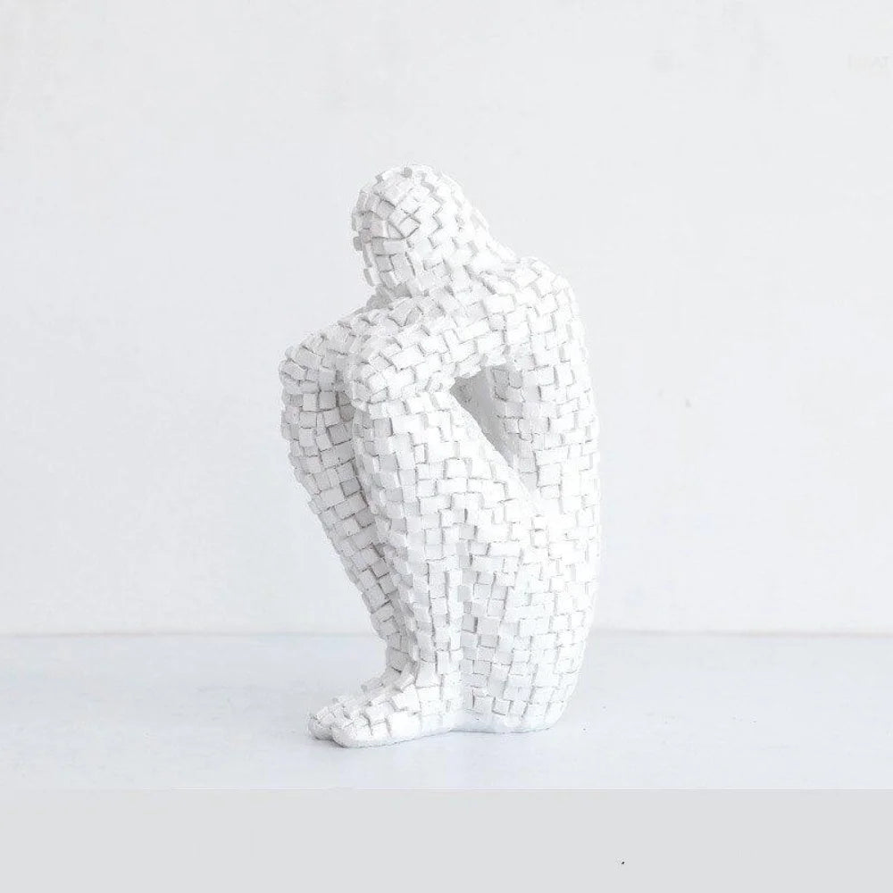Escultura Homem Pensador - Tazzi Branco Esculturas