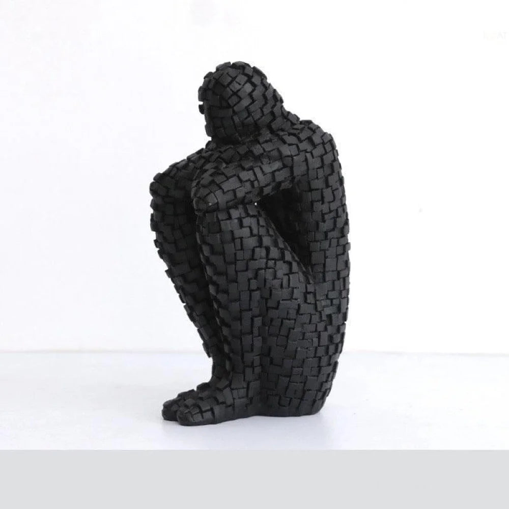 Escultura Homem Pensador - Tazzi Preto Esculturas