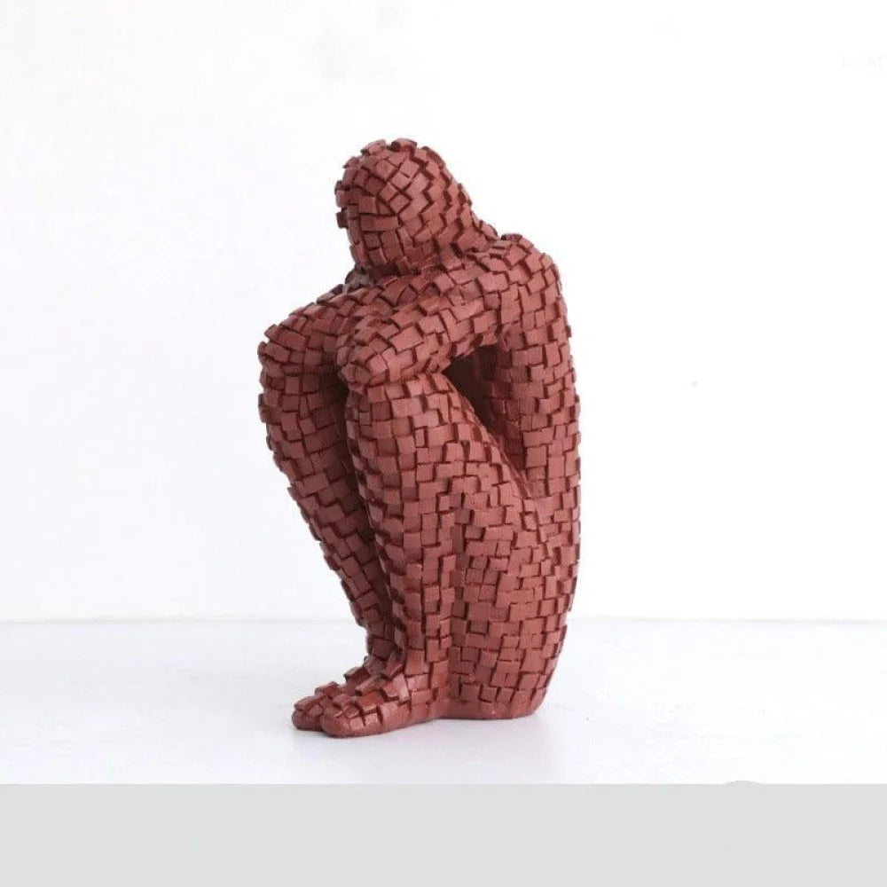 Escultura Homem Pensador - Tazzi Vermelho Esculturas