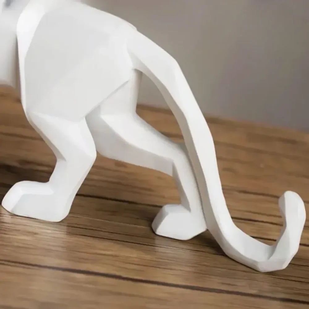 Estátua De Leopardo Em Resina - Tazzi Branco / Médio