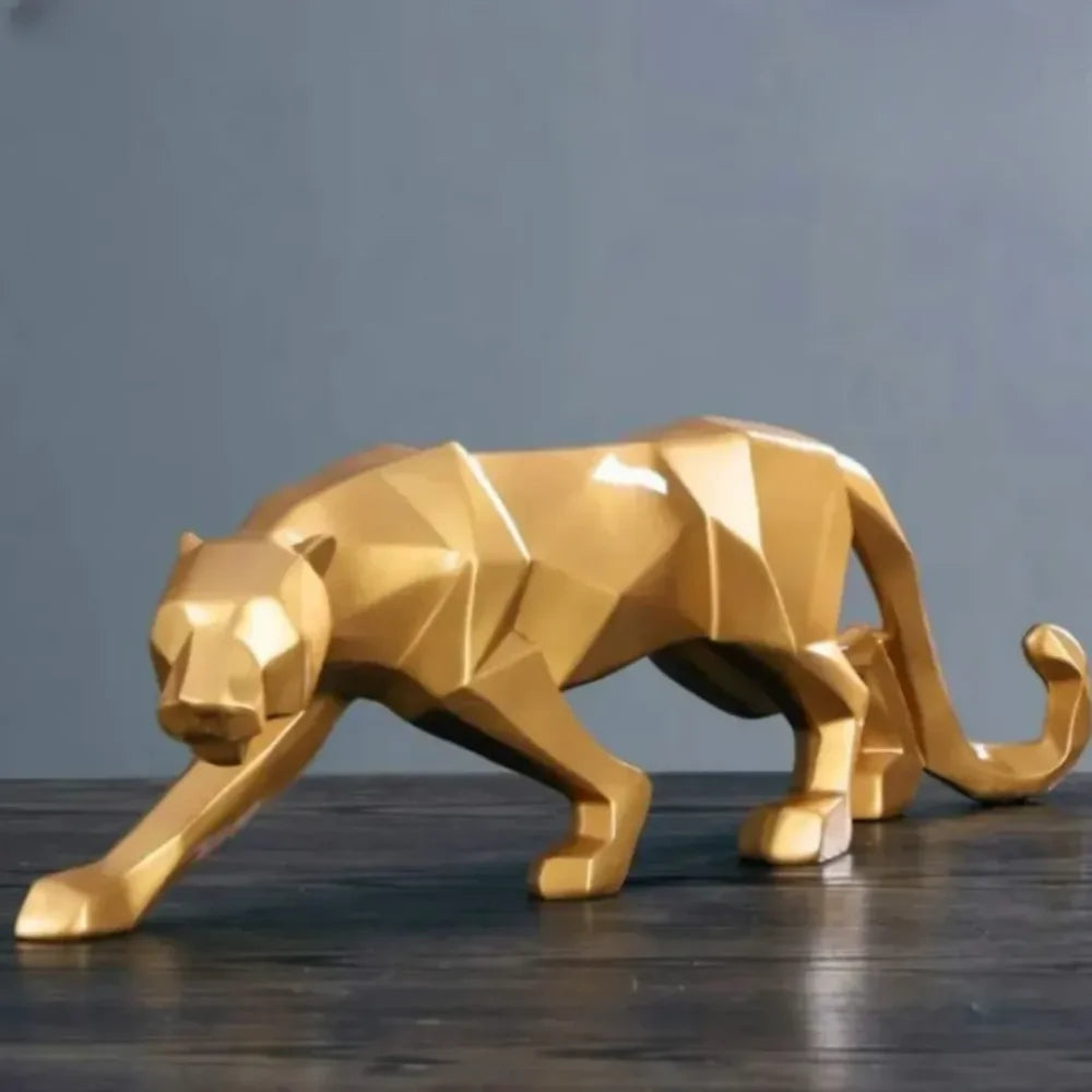 Estátua De Leopardo Em Resina - Tazzi Dourado / Médio