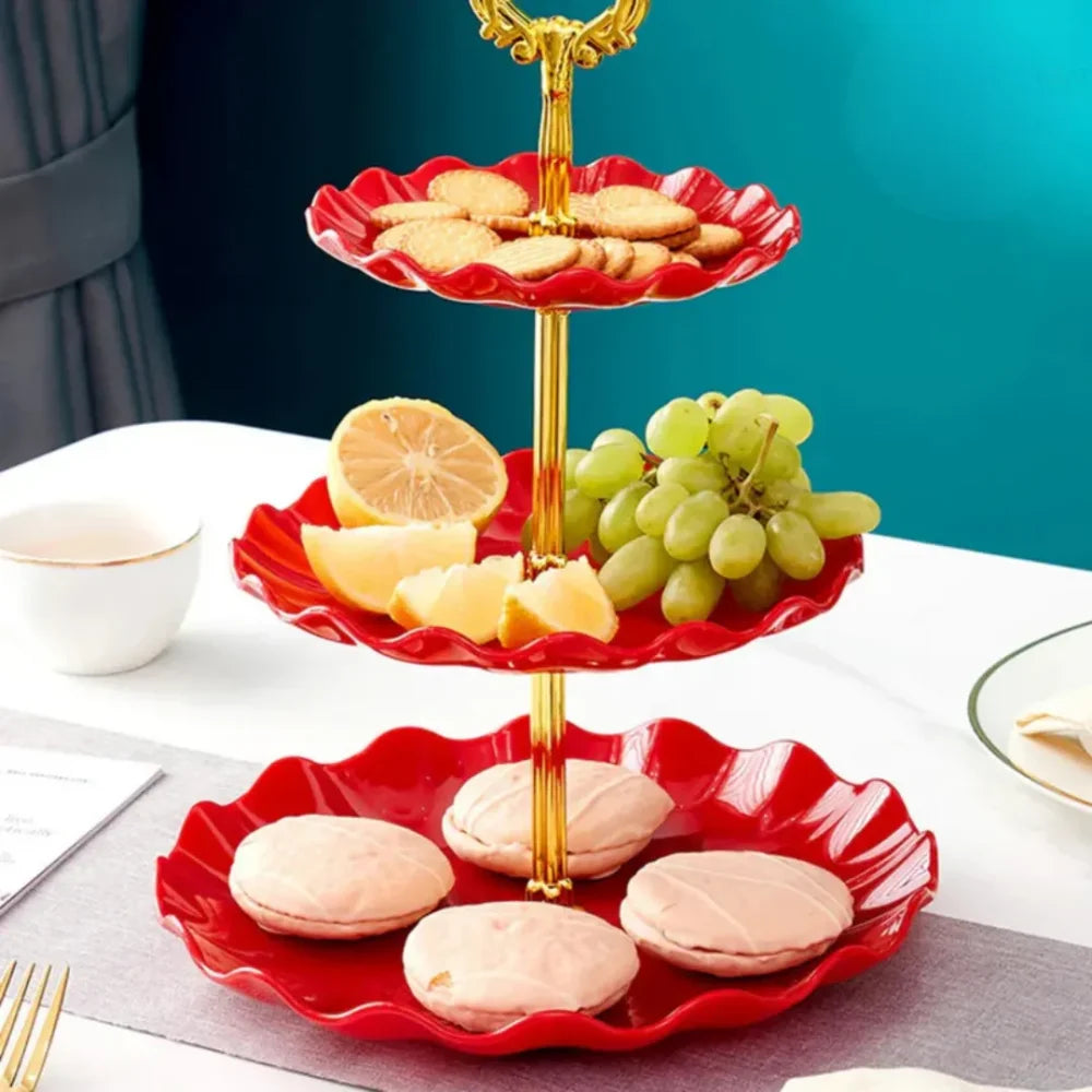 Fruteira De Mesa 3 Andares - Tazzi Vermelho