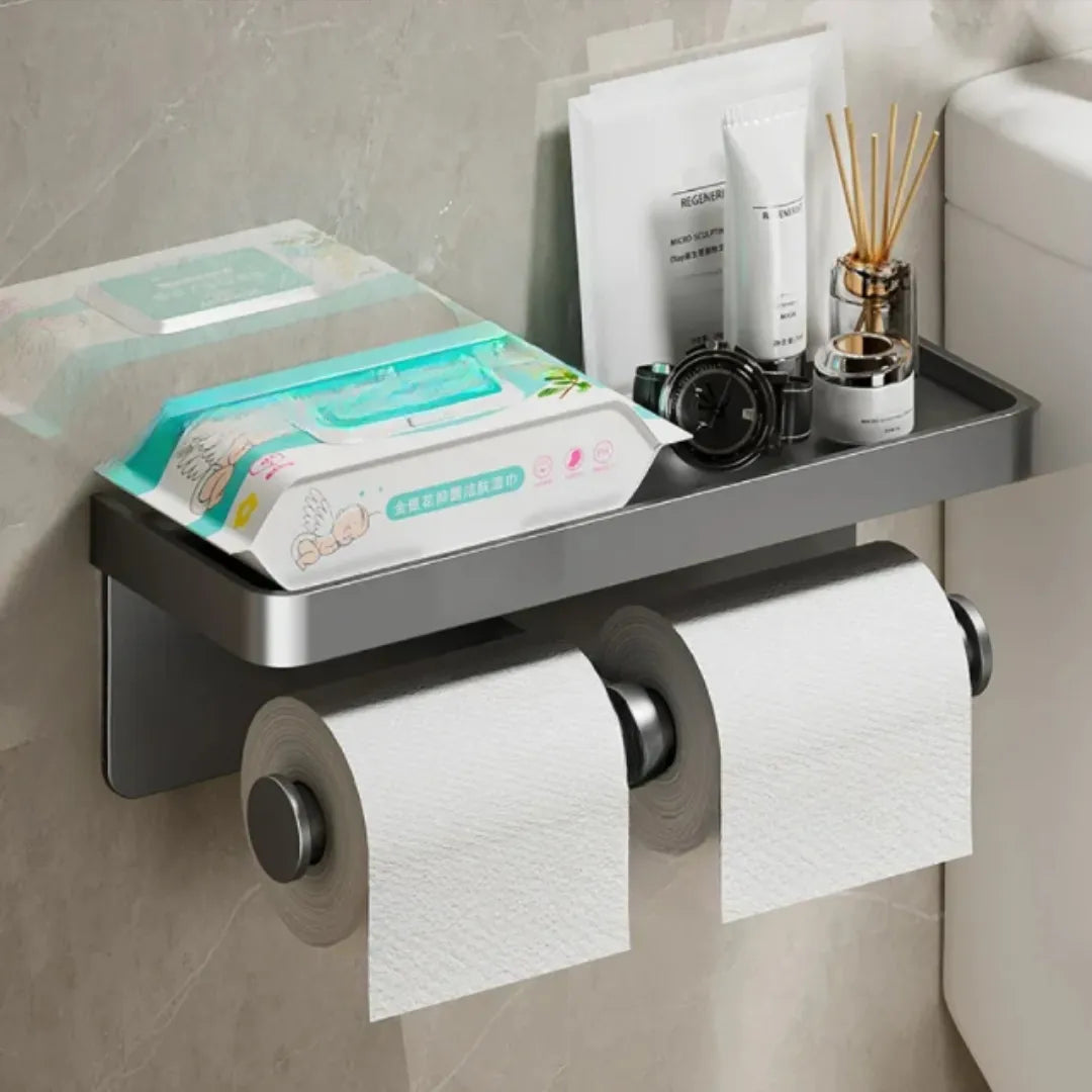Portarrollos de papel higiénico con soporte para teléfono móvil - Tazzi 