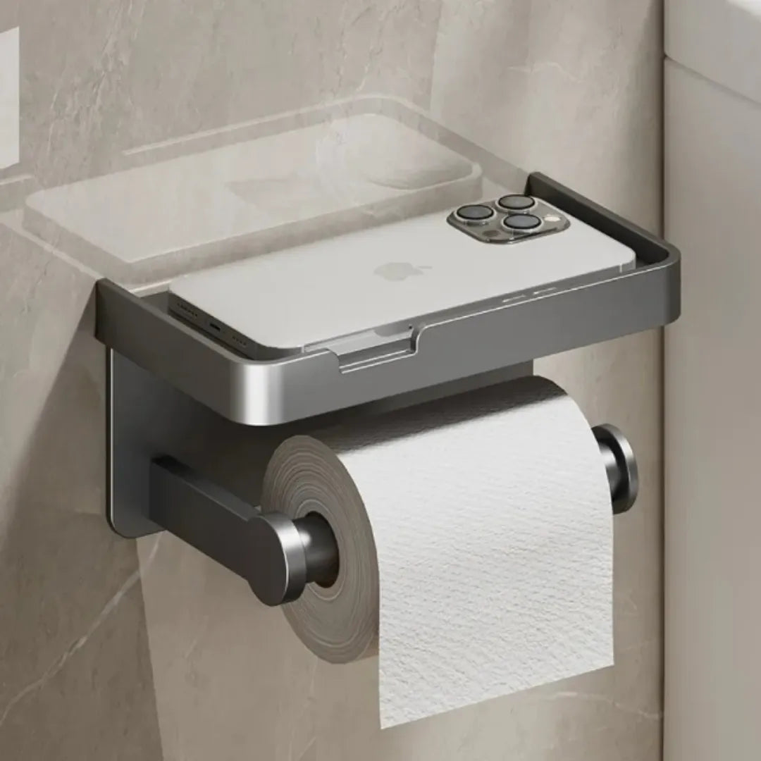 Portarrollos de papel higiénico con soporte para teléfono móvil - Tazzi 