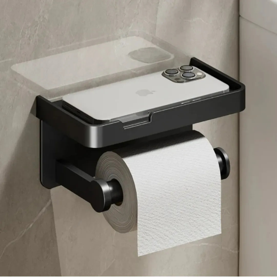 Portarrollos de papel higiénico con soporte para teléfono móvil - Tazzi 