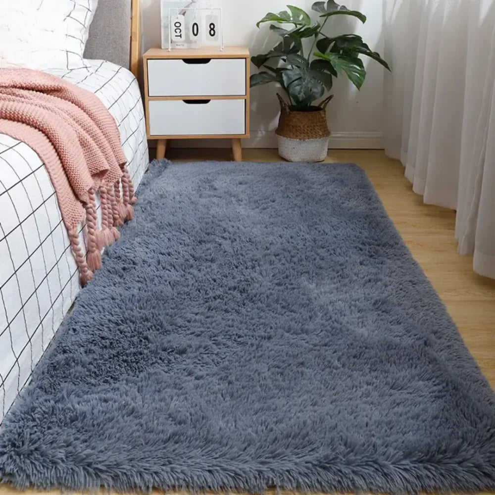Tapete De Pelúcia Para Quarto Antiderrapante - Tazzi 50X80 Cm / Cinza
