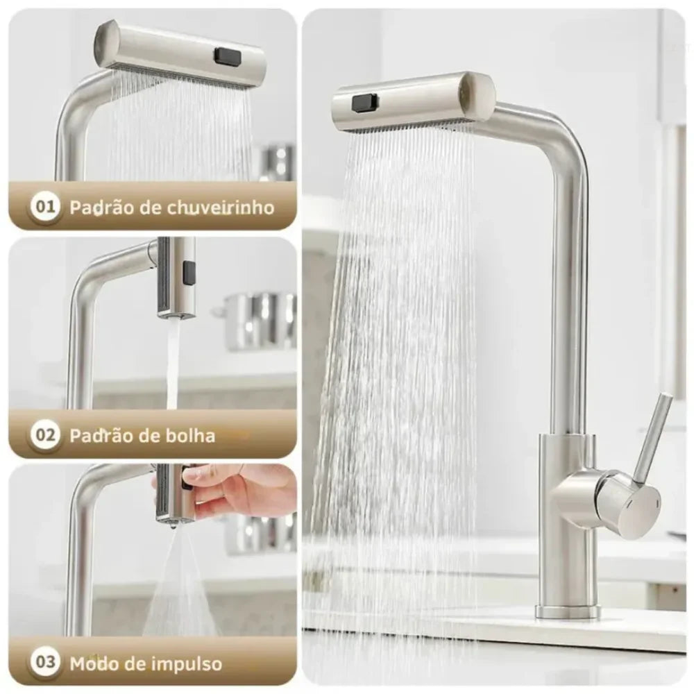 Torneira Cascata Flexível Multifuncional Para Cozinha - Tazzi